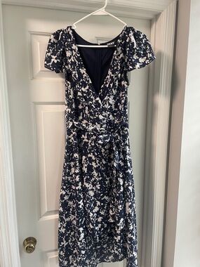 DKNY Blue & White Floral Wrap Dress -  Women